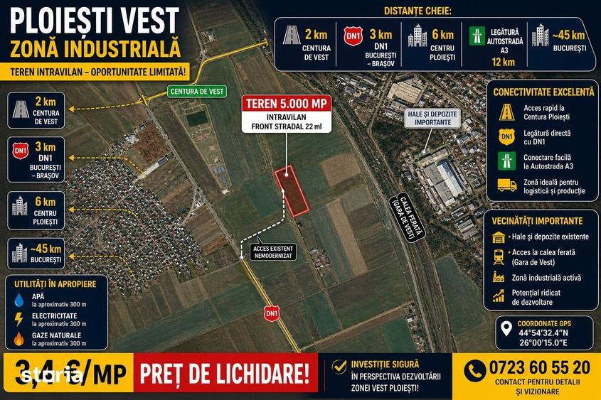 PLOIESTI VEST, TEREN INTRAVILAN: 5,000 MP. DESCHIDERE 22 ML. - 1