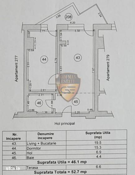 Apartament cu 2 camere semidecomandat în Nord
