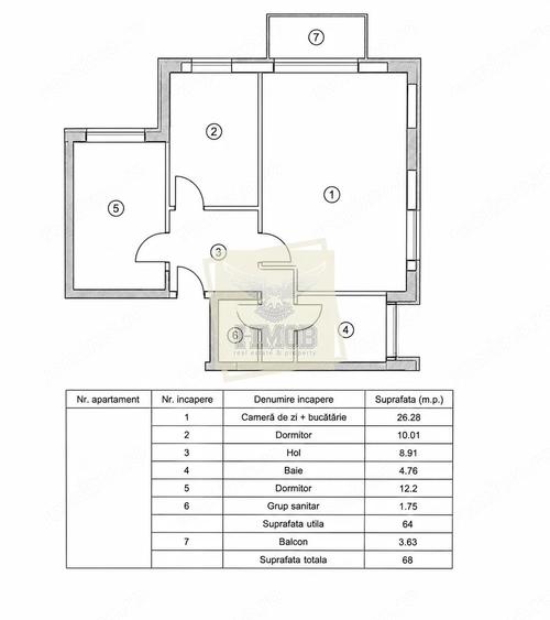 Apartament cu 3 camere în Central