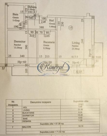 Apartament cu 2 camere decomandat, mobilat în Florești