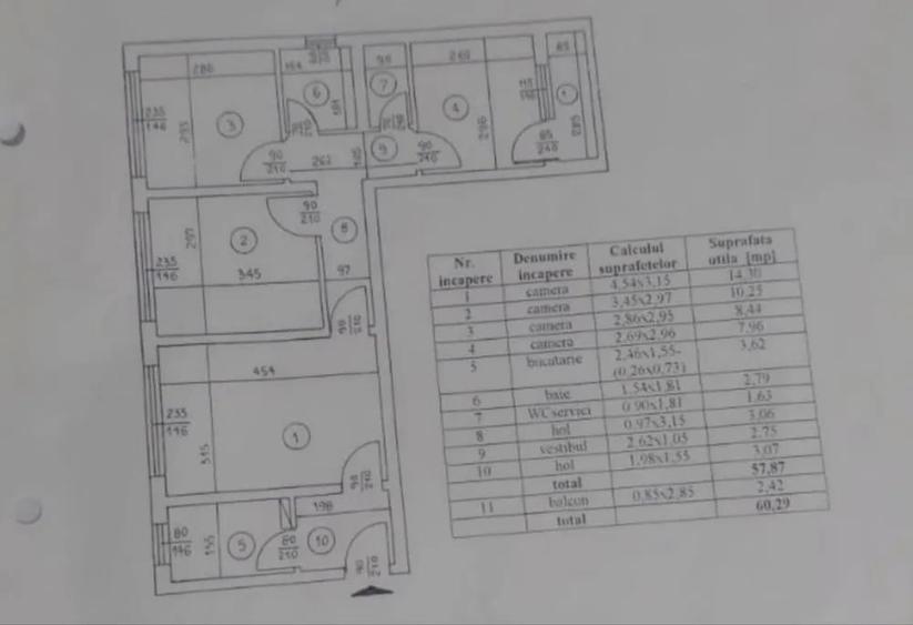 Apartament cu 3 camere decomandat în Apusului