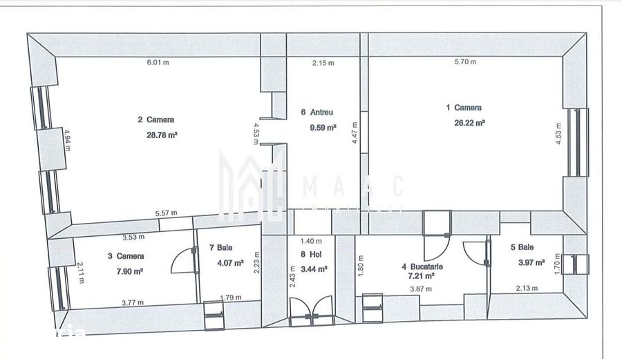 Apartament cu 3 camere decomandat în Ultracentral
