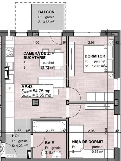 Apartament cu 3 camere în Apahida
