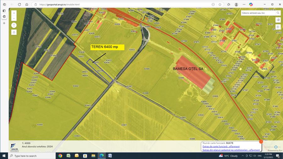 Teren Construcții intravilan de 6400 mp, în Vest