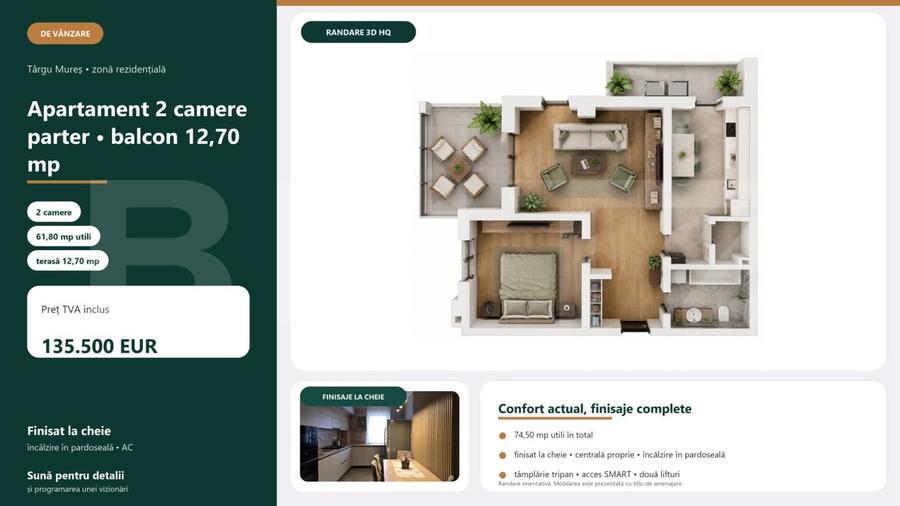Apartament cu 2 camere decomandat în Livezeni