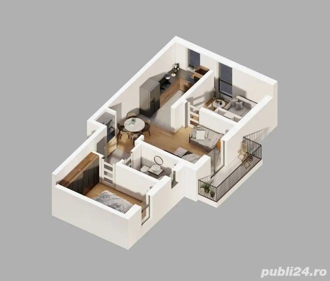 Apartament cu 3 camere decomandat în Central