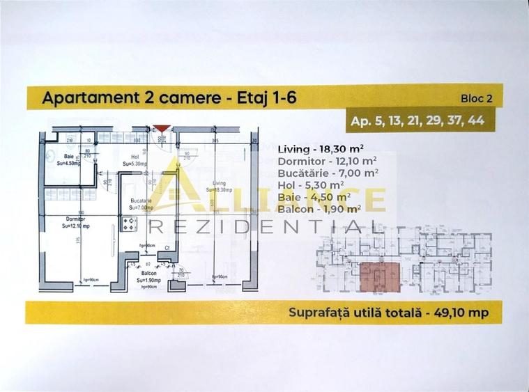 Apartament cu 2 camere decomandat în Metalurgiei