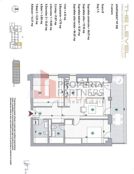 Apartament cu 3 camere în Nord