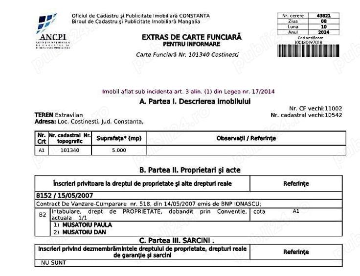 5000mp teren extravilan, chiar linga Intravilan, in Statiunea Costinesti, aproape de NIBIRU - 4