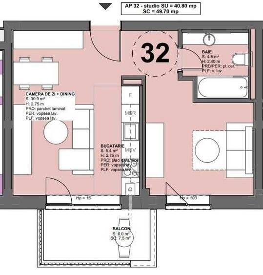 Apartament cu 2 camere nedecomandat în Central