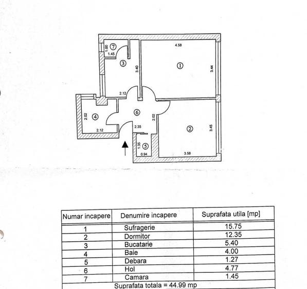 Apartament cu 2 camere decomandat, mobilat în Eroii Revoluției