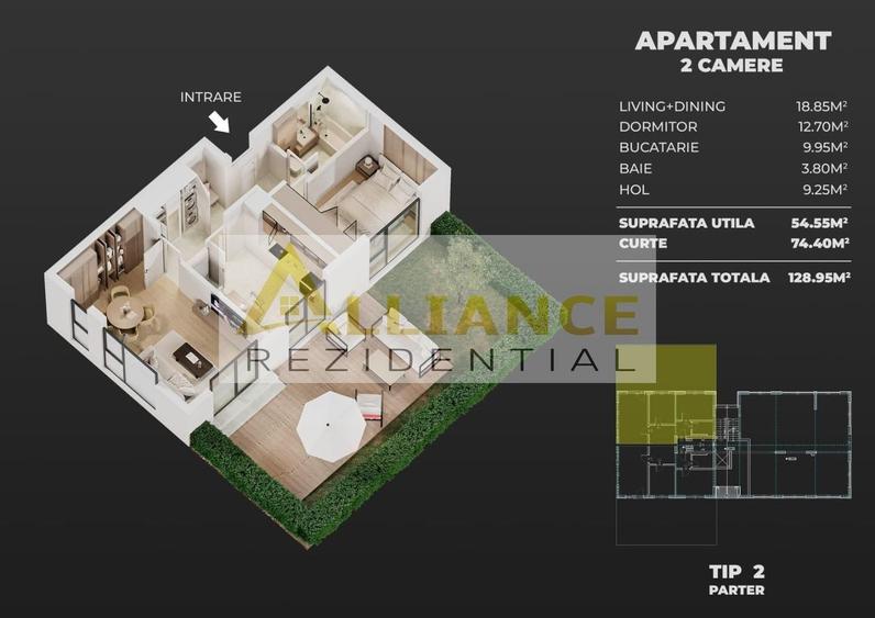 Apartament cu 2 camere decomandat în Berceni