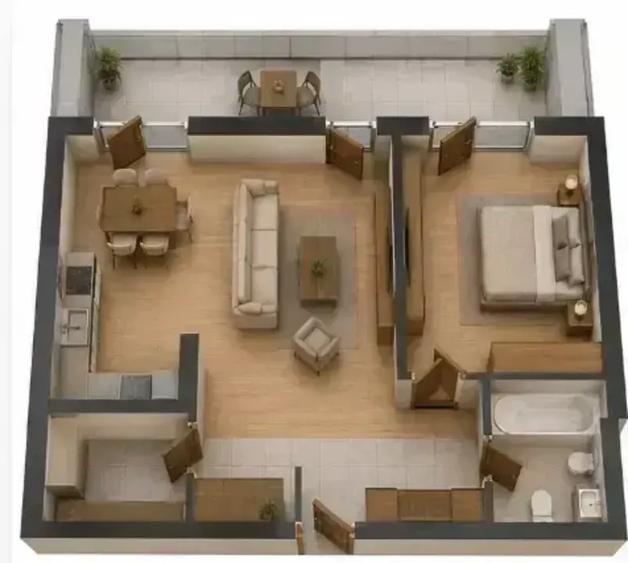 Apartament cu 2 camere semidecomandat în Pipera