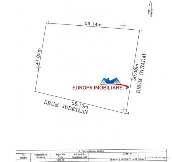 Teren de 2500 mp, în Murighiol