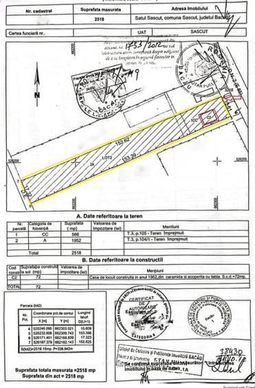 Casă individuală cu 2 camere cu Teren 2518 Mp în Sascut