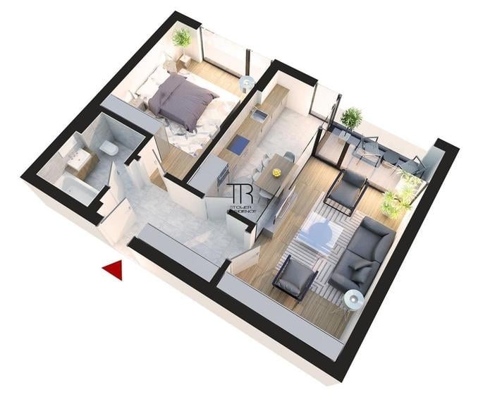 Apartament cu 2 camere în Rahova