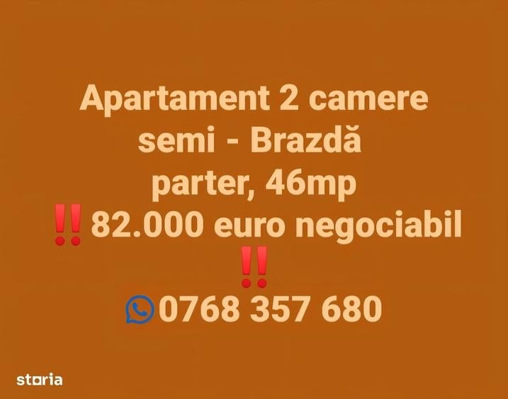 Apartament cu 2 camere semidecomandat în Brazda lui Novac