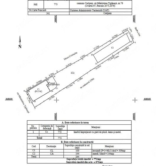 Casă cu 5 camere cu Teren 875 Mp în Ciolpani
