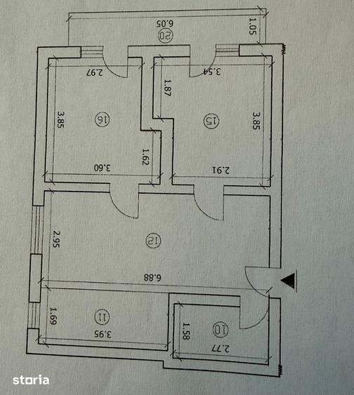 Apartament cu 3 camere în Central