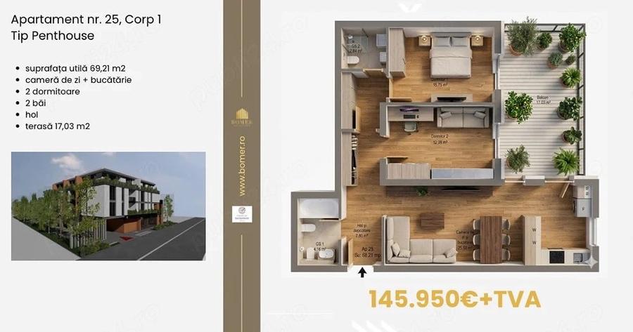 Apartament cu 3 camere decomandat în Ciarda Roșie