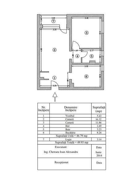 Apartament cu 2 camere semidecomandat în Tineretului
