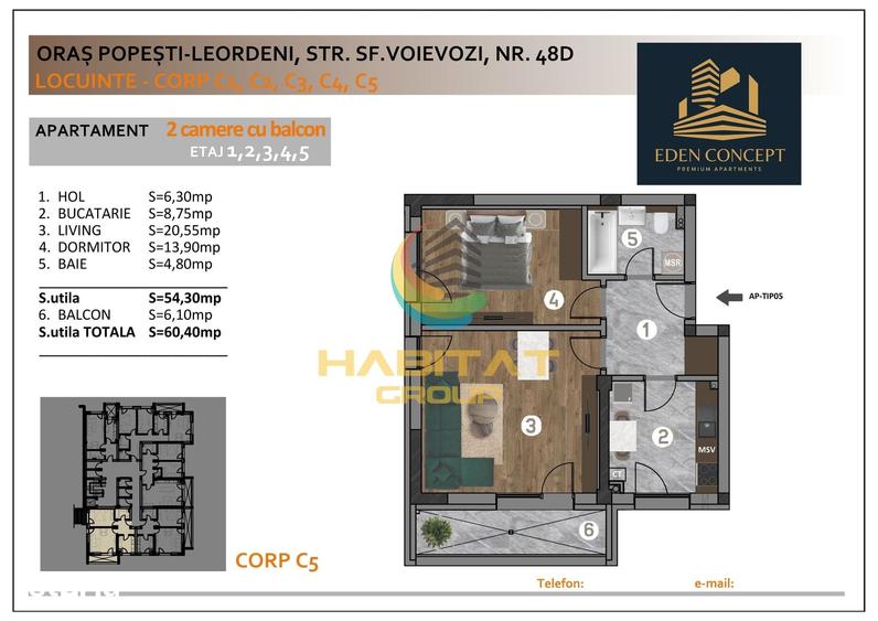 Apartament 2 camere + balcon in Popesti Leordeni - 2
