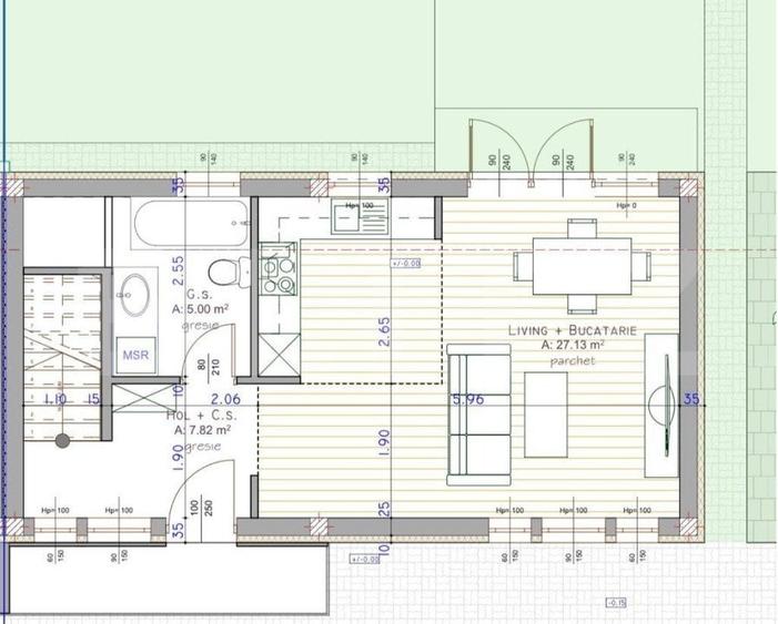 Duplex cu 4 camere semidecomandat cu Teren 50 Mp în Florești
