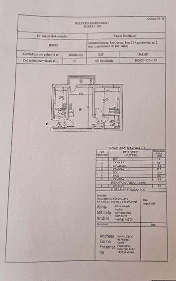 Apartament cu 2 camere în Oancea