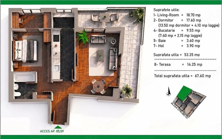 Apartament cu 2 camere decomandat în Nicolae Grigorescu