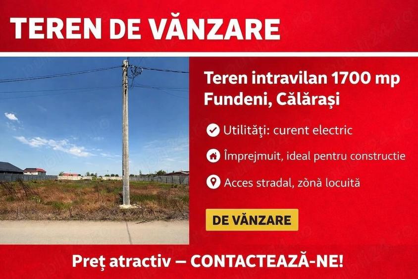 Teren de 1700 mp, în Fundeni