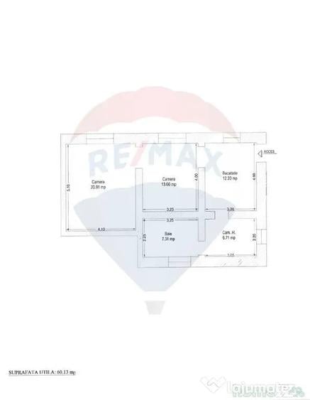 Apartament cu 3 camere semidecomandat în Central