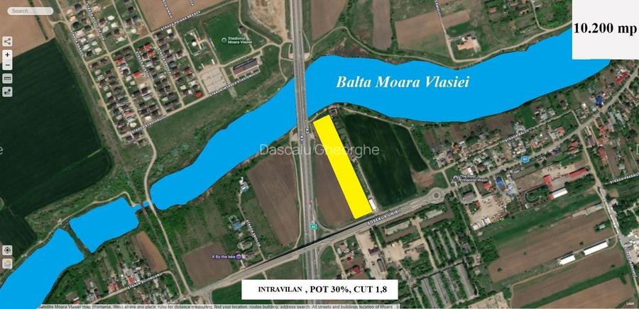 PARTICULAR, 10.200 mp. teren intravilan Moara Vlasiei, langa nodul A3 si Balta