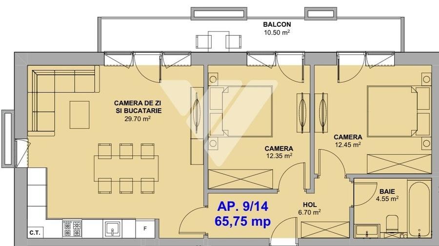 Apartament 3 camere 66 mp si balcon la cheie etaj 2 - Doamna Stanca - 2