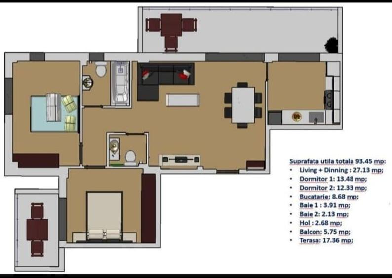 PROPRIETAR | Apartament 3 camere (potential 4) cu Terasa 17mp | Otopeni - Parcul 1 Mai - 1