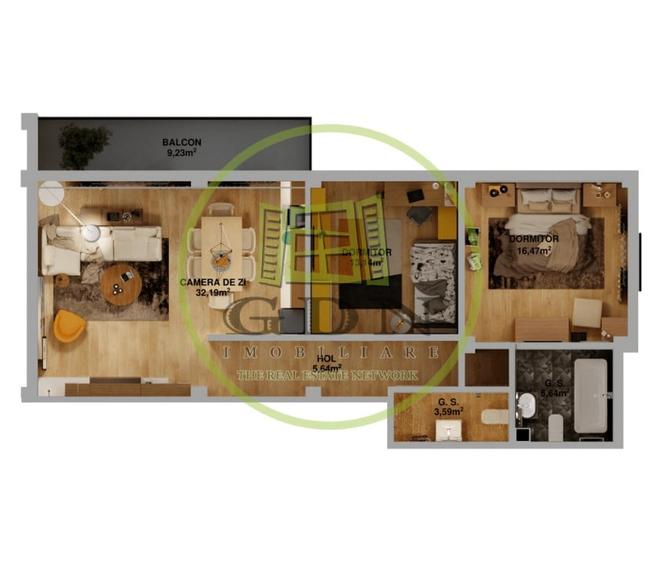 Apartament 3camere, open-space, 83mp, Cartier Veterani, Parcul Nicolae Romanescu - 8