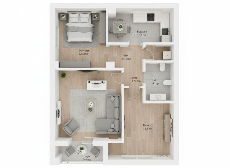 Proprietar- 3 cam, intabulat, parcare, mobilat si utilat, etaj 1 - 7
