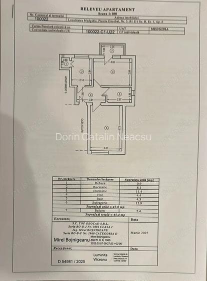 Vand apartament decomandat, 2 camere, Medgidia, centru