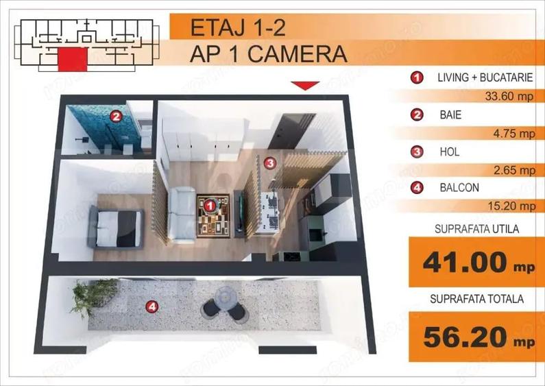 Comision 0%! Apartament tip studio, zona Imparatul Traian - 1