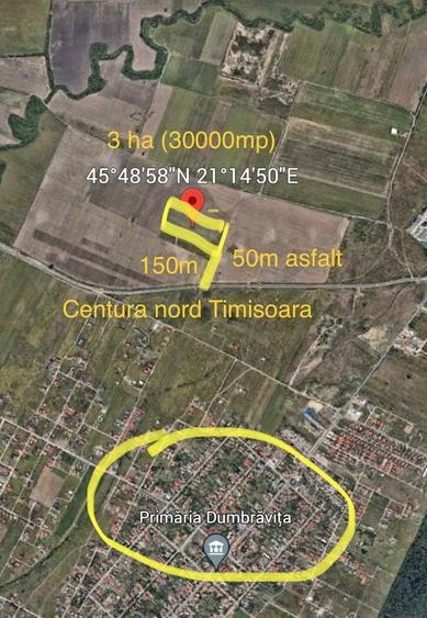 COMISION 0 | Teren extravilan arabil | 30.000 mp | Zona Dumbravita - 1