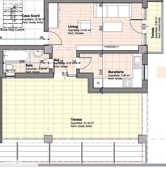 Iulius Mall, 1 camera D, terasa 44 mp, 80 mp total, bl 2022, mobilat - 2
