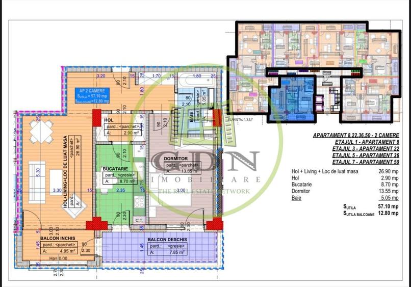 Apartament, 2 camere, decomandat, 69.9mp, Cartier Cornitoiu, zona Liceul Bibescu - 1