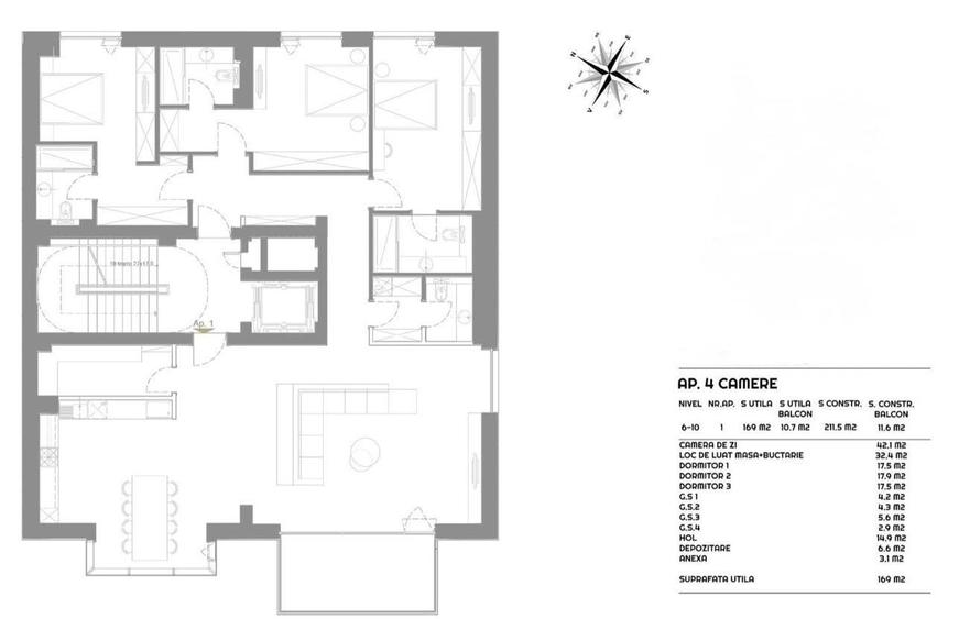 170 mp utili / 4 camere / imobil nou - 17