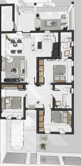 Jumatate de duplex nou cu 4 camere,Parta - 4