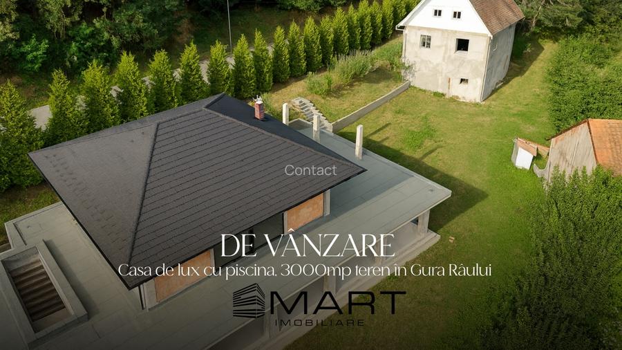 Casa de lux, cu vedere panoramica asupra muntilor, 2600mp teren Gura Raului