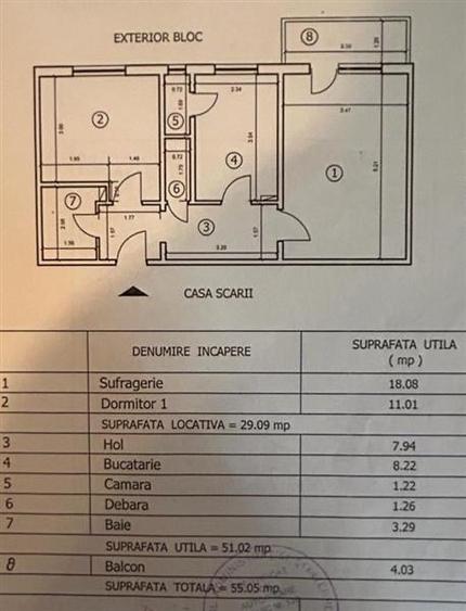 Zona URA - 2 camere decomandate - 9