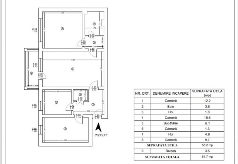 Apartament cu 3 camere semidecomandat, mobilat în Tătărași