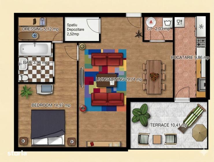 Apartament cu 2 camere, mobilat în Băneasa