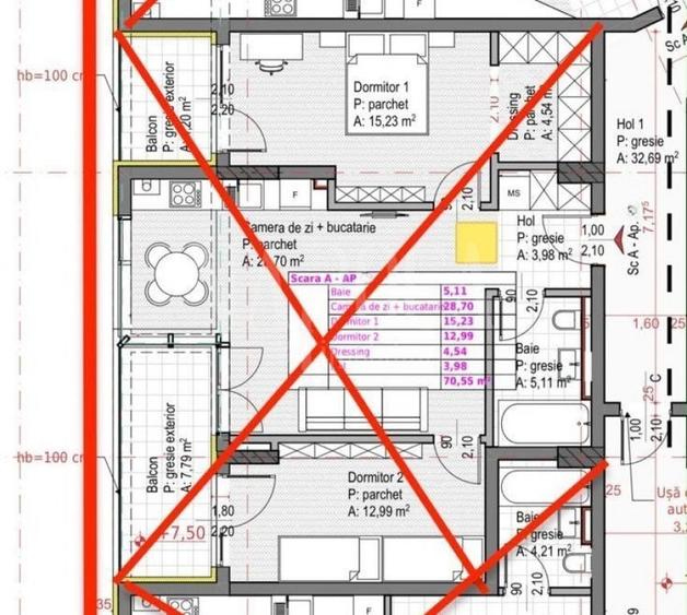 Apartament cu 3 camere semidecomandat în Sopor