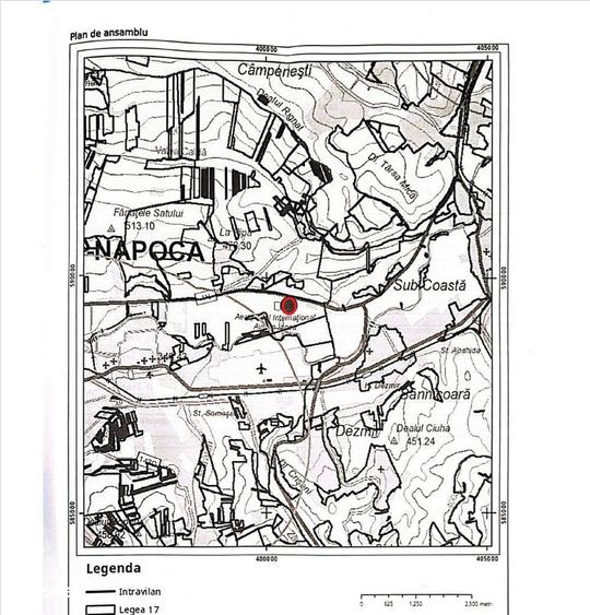Teren 1.1 Ha, intravilan Cluj-N. (B-dul Muncii- Sub coasta) Zona UEmm - 1