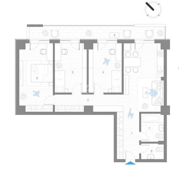 APARTAMENT 4 CAMERE, 103 MP, ETAJ INTERMEDIAR, NICOLINA, COM - 4